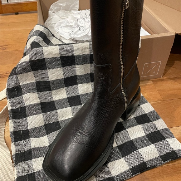 Either/Or Black Leather Camp Boots NWB size 38 - Picture 7 of 15
